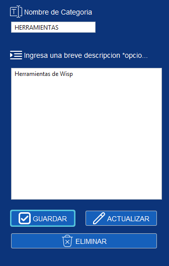 Formulario categorías