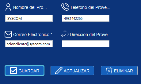 Formulario de proveedores
