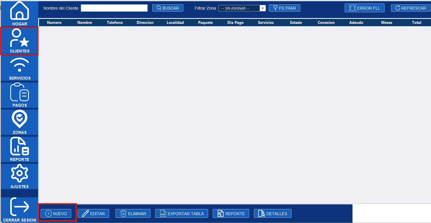 Botón nuevo cliente