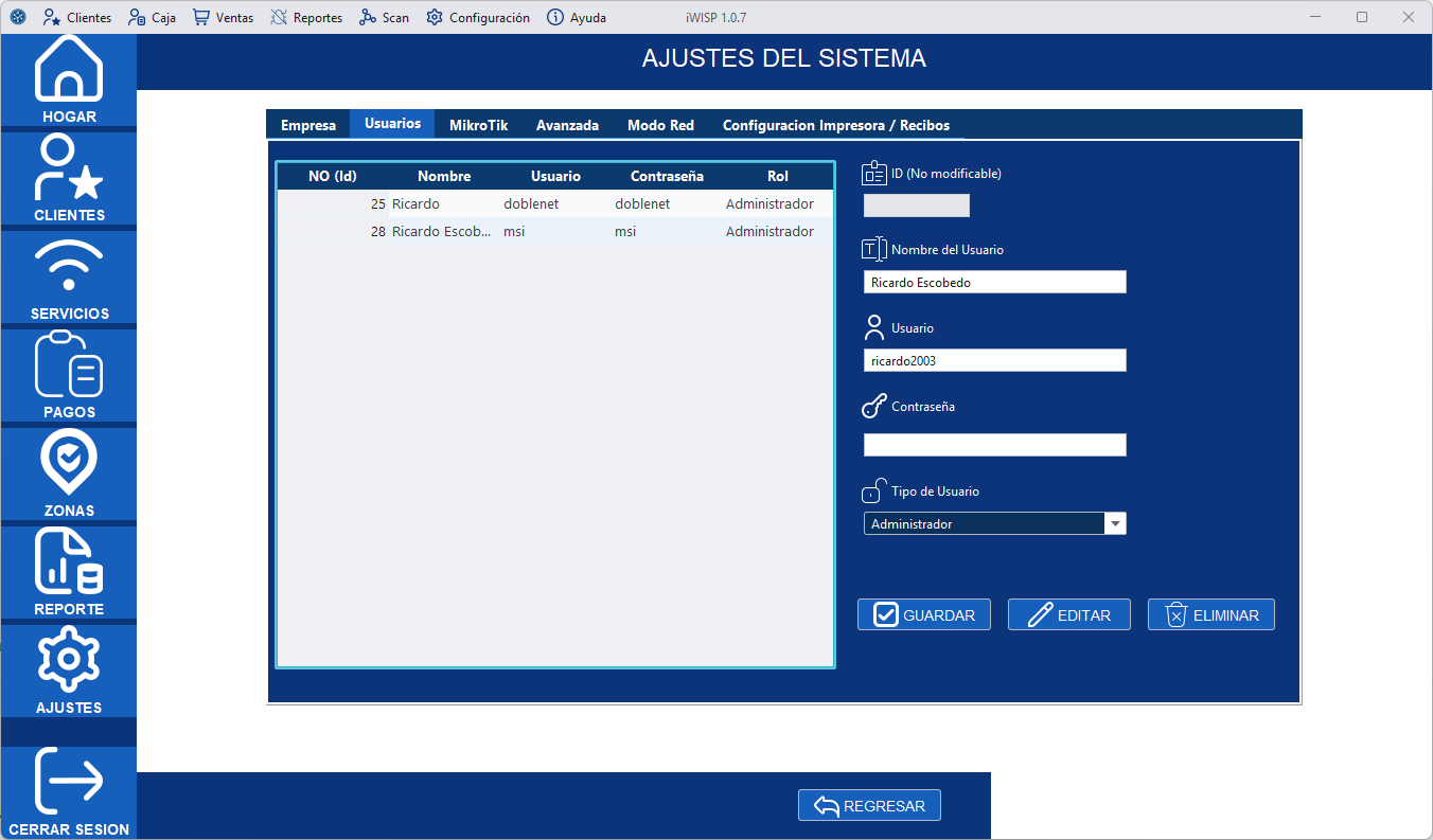 Panel de Gestión de Usuarios